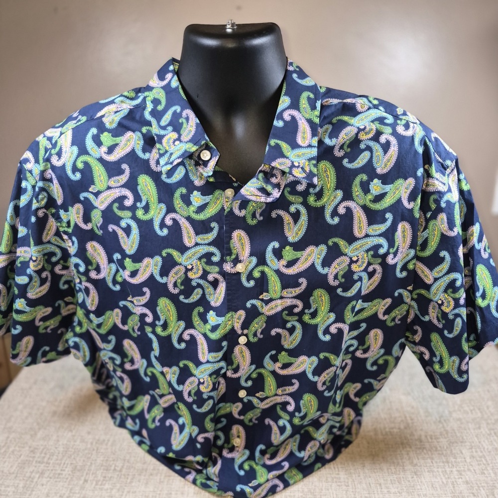 Cremieux Men's Short Sleeve Shirt Paisley Button Up 2XB